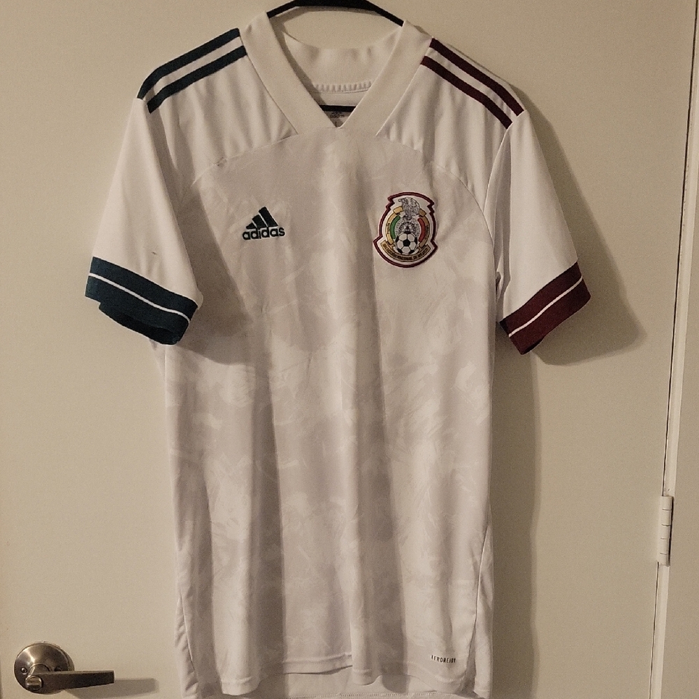 adidas White Mexico National Team Jersey with Green and Maroon Trim